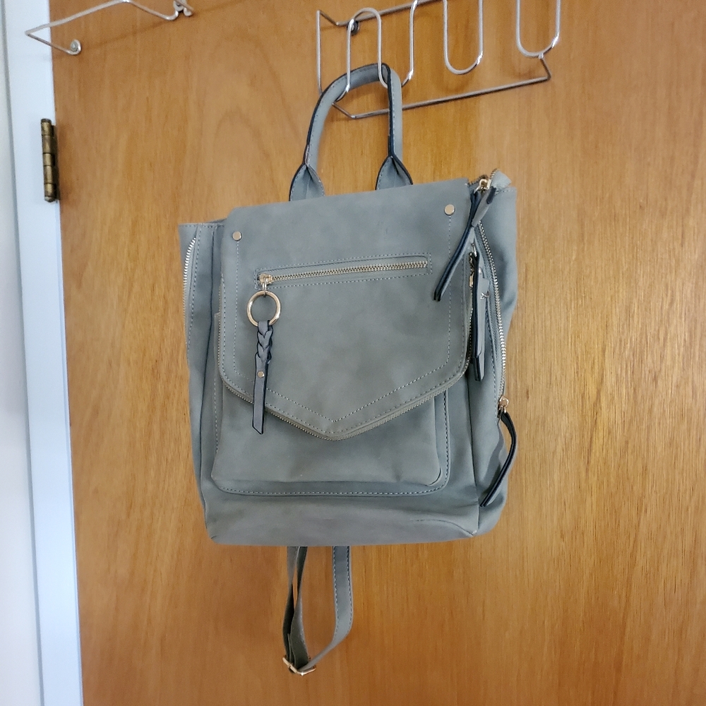 Backpack purse gray with a slight green shading